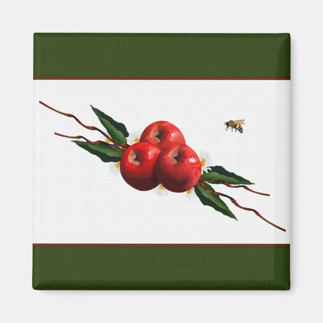 Rött Apple Designer Magnet (Framsidan)