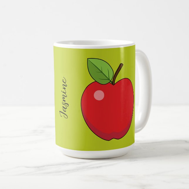 Rött äpple | Lägg till eget Namn Kaffemugg (Framsida höger)