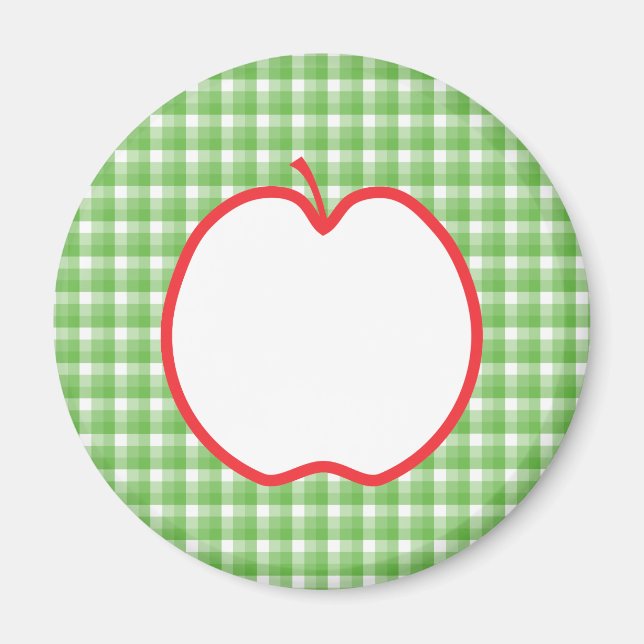 Rött äpple. Med bakgrunden för Grönt och vitkontro Magnet (Framsidan)