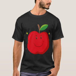 Rött äpple med Lycklig Ansikte T Shirt