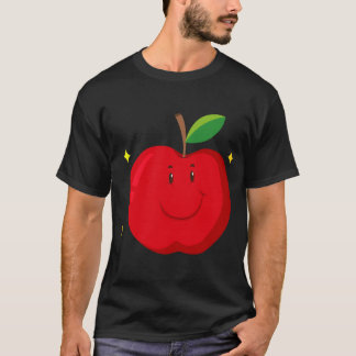 Rött äpple med Lycklig Ansikte T Shirt