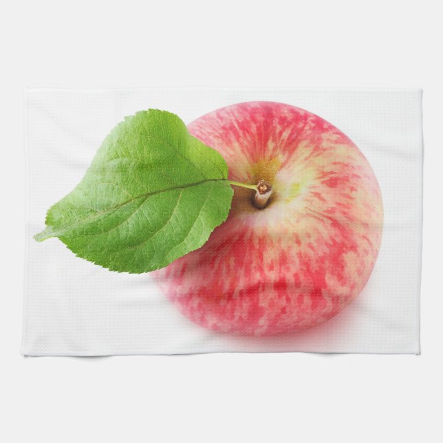 Rött äpple ovanifrån kökshandduk (Horisontell)