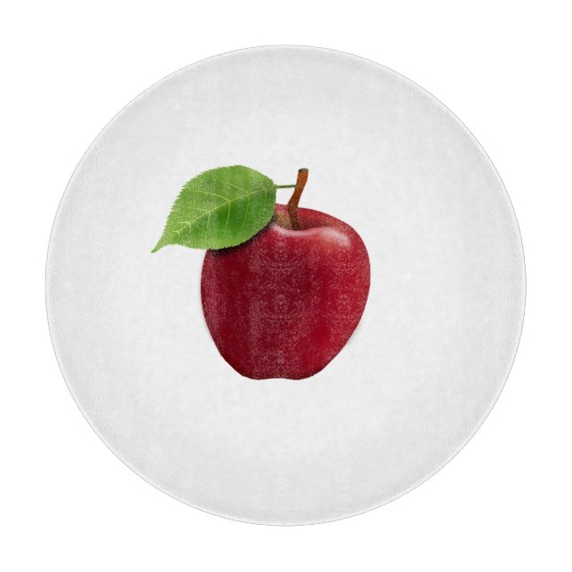 Rött äpple på vit skärbräda (Framsidan)