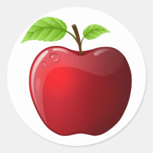 Rött äpple runt klistermärke
