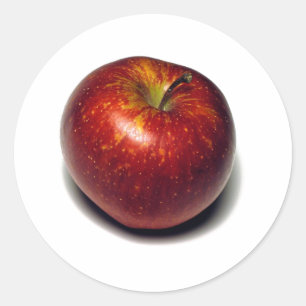 Rött äpple runt klistermärke