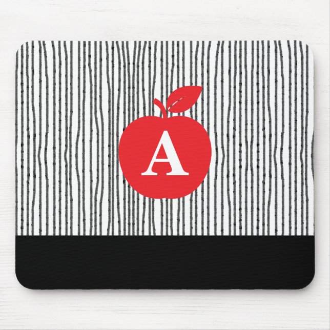 Rött äpplemonogram musmatta (Framsidan)