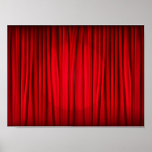 Rött arrangera gardinmönster poster