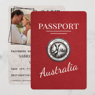 Rött australiskt pass Save The Date Spara Datumet
