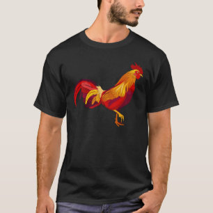 rött avfyra tuppen i papperssnittstil t shirt