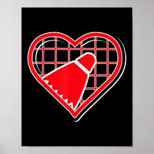 Rött badmintonhjärta för badmintonälskare poster