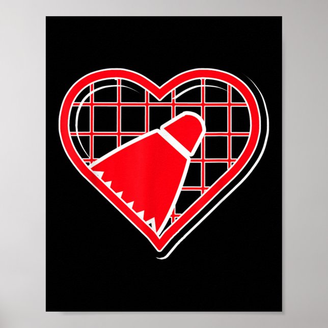 Rött badmintonhjärta för badmintonälskare  poster (Framsidan)