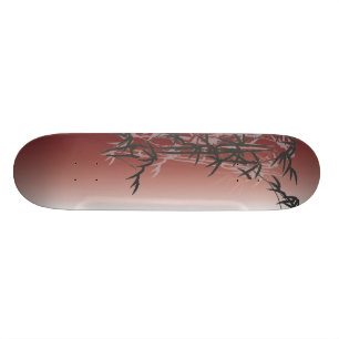 Rött bambudäck mini skateboard bräda 18,5 cm