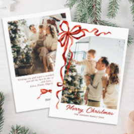 Rött band för julafton 2 Photo Julkort