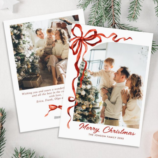Rött band för julafton 2 Photo Julkort (Skapare uppladdad)