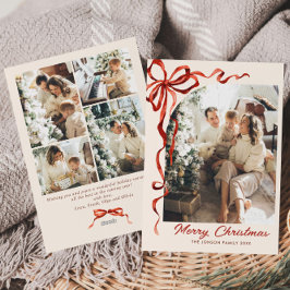 Rött band för julafton 5 Photo Julkort