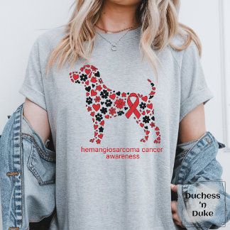 Rött band för medvetenhet om hund hemangiosarkom t shirt