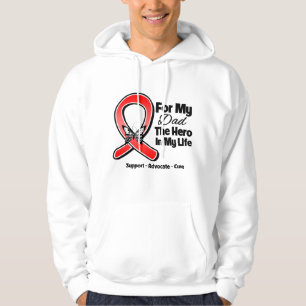 Rött band för min hjälte min pappa sweatshirt med luva