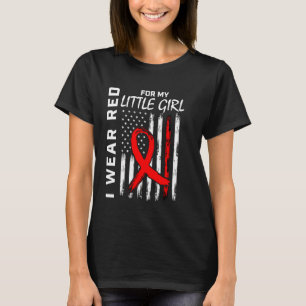 Rött band hjärtsjukdom medvetenhet amerikansk flag t shirt