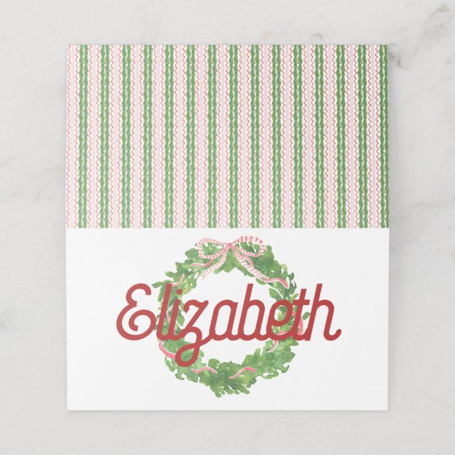 Rött band med andedräkt, påsatt platskort placeringskort (Utvändigt utvikt)