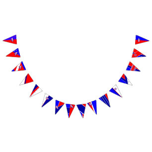 Rött baner för Bunting för vit- och Vimplar