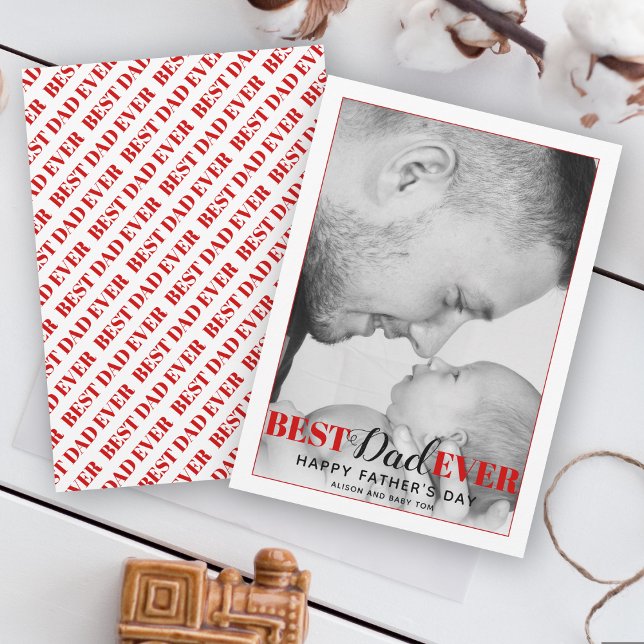 Rött bästa Pappa någonsin-typografi-Fars dag-kort (Skapare uppladdad)