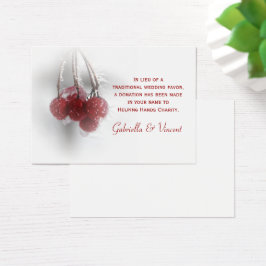 Rött Berries Winter Wedding Charity-favoritkort Visitkort