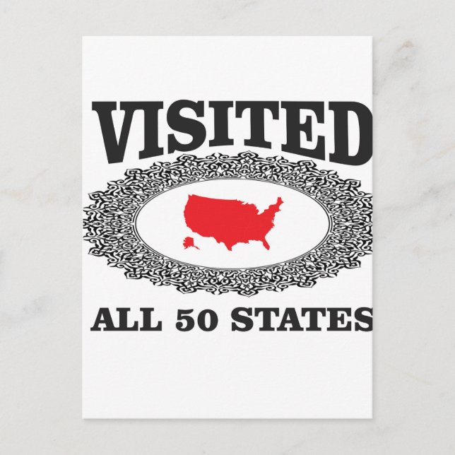 Rött besökte hela stater vykort (Framsida)