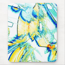 Rött bläck-nej, bild med gult, cyanblå prickar musmatta