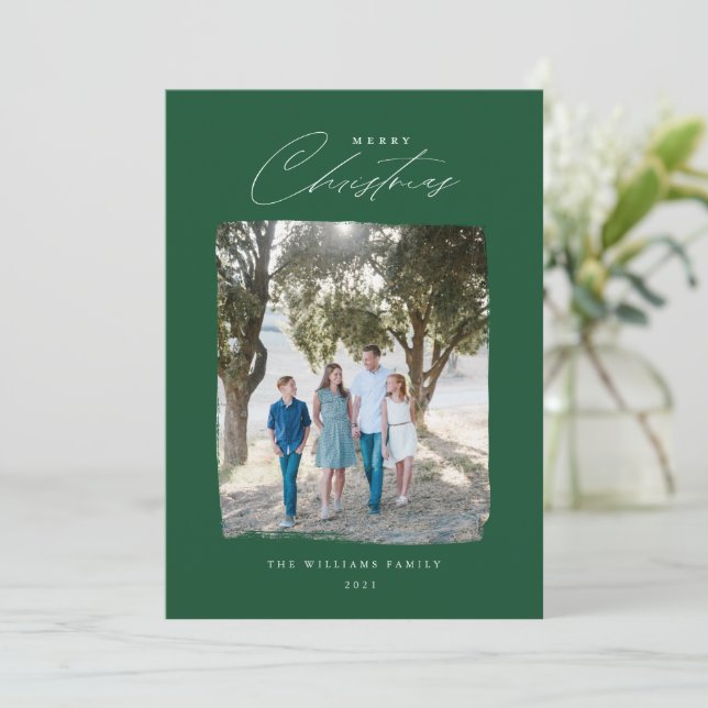 Rött blått foto-modernt julkort (Stående Fram)