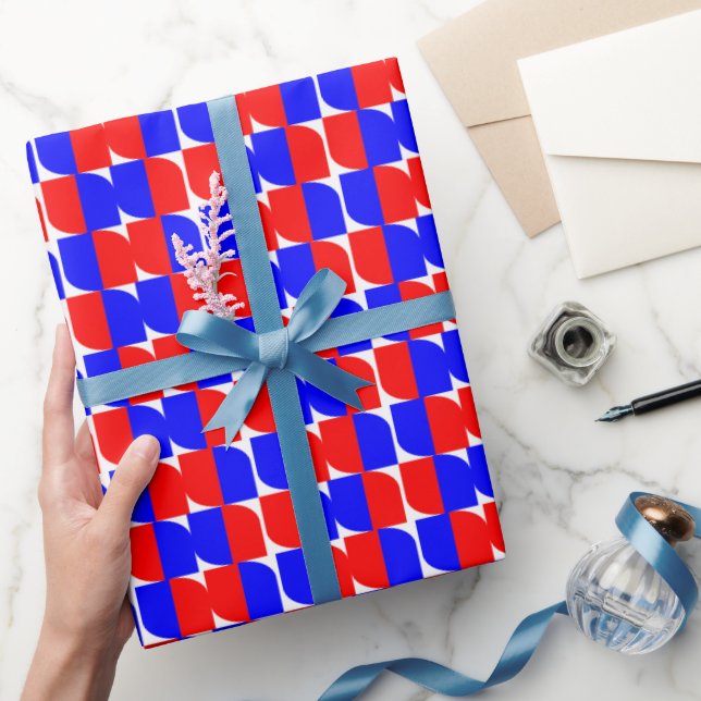 Rött & Blått Geometriskt Mönster  Presentpapper (Gifting)