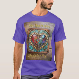 Rött & Blått Glasfärgat Hjärta Steampunk-serien T Shirt