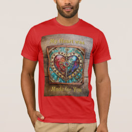 Rött & Blått Glasfärgat Hjärta Steampunk-serien T Shirt