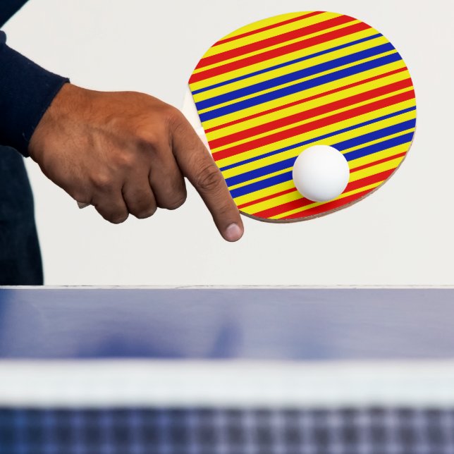 Rött Blått Gult Randigt Mönster Design  Pingisracket (Insitu)