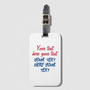 Rött blått kalligrafi Din text här ersätter Slogan Bagagebricka