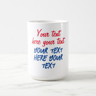 Rött blått kalligrafi Din text här ersätter Slogan Kaffemugg