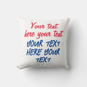Rött blått kalligrafi Din text här ersätter Slogan Kudde