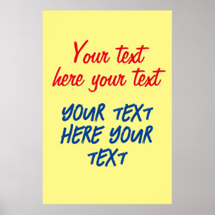 Rött blått kalligrafi Din text här ersätter Slogan Poster