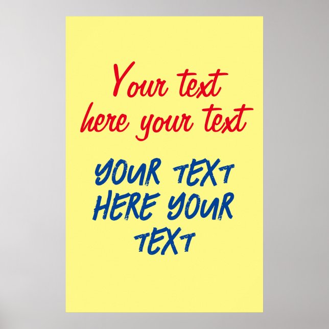 Rött blått kalligrafi Din text här ersätter Slogan Poster (Framsidan)