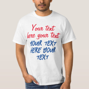 Rött blått kalligrafi Din text här ersätter Slogan T Shirt