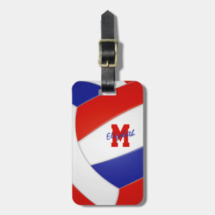 rött blått lag färg monogrammad volleyball bagagebricka