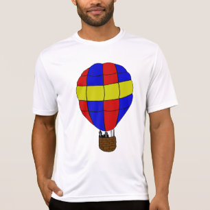 Rött Blått och Gult Varmt Luftballong T Shirt