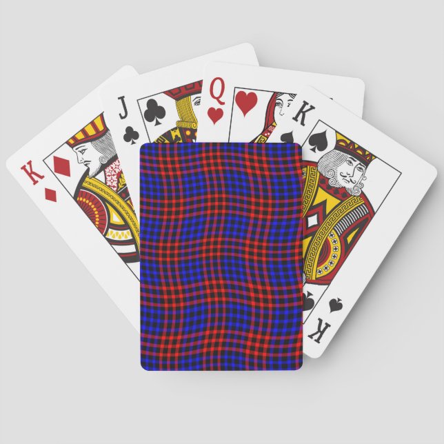 Rött Blått Plaid Rutigt Sömlöst Mönster Casinokort (Baksidan)