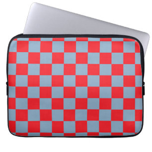 Rött Blått Rutigt Gingham-mönster Laptop Fodral