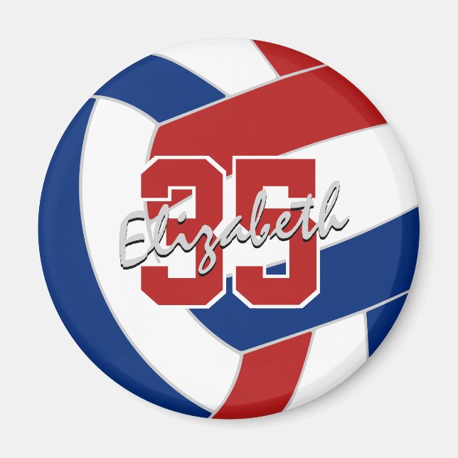 Rött blått volleyball-lag, party-gåvor under 10 år magnet (Framsidan)