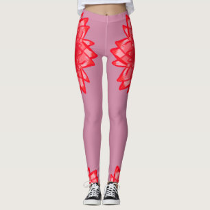 Rött blommamönster ditt lägga benen på ryggen leggings