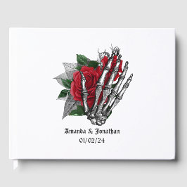 Rött Blommigt Gotiskt Bröllopsgästbok Gästböcker