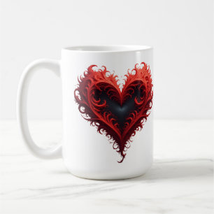 Rött blommigt hjärtdesign med blommande blommor kaffemugg