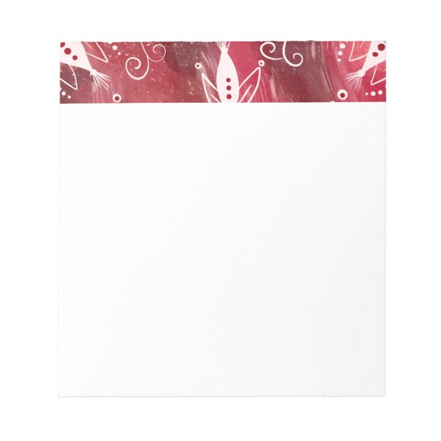 Rött Blommönster Anteckningsblock (Framsida)