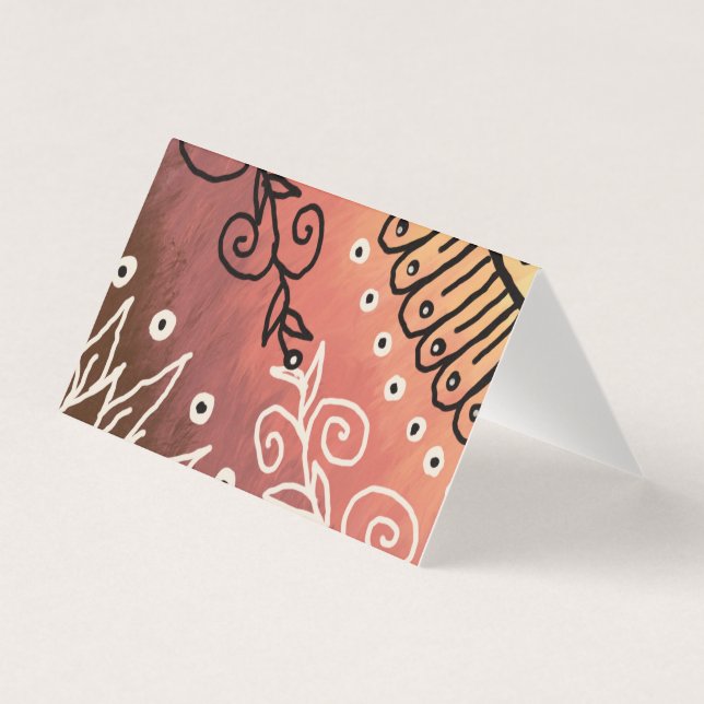 Rött Blommönster Kort (Framsida)