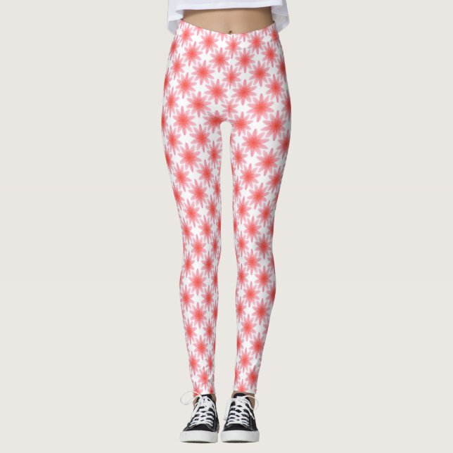 Rött Blommönster Leggings (Framsida)